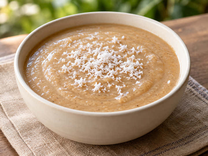 Smooth coconut and jaggery instant porridge