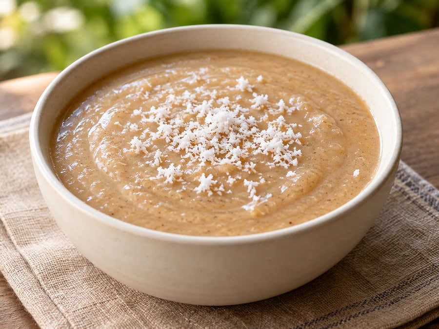 Smooth coconut and jaggery instant porridge