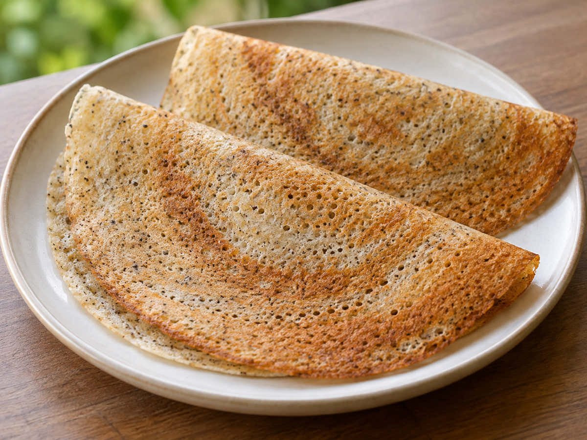 Sorghum dosas with crisp golden edges