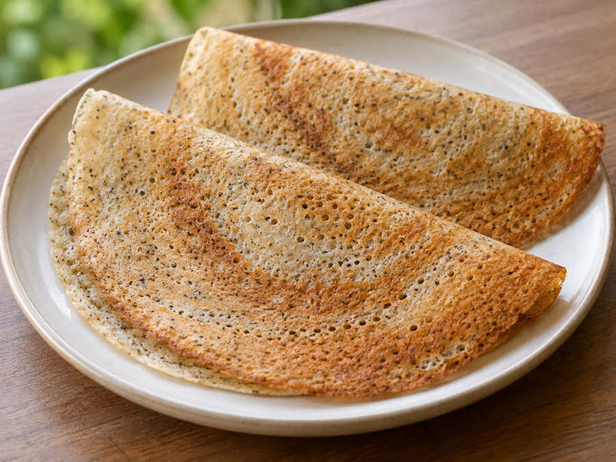 Sorghum dosas with crisp golden edges
