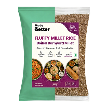 MadeBetter Fluffy Millet Rice — Barnyard Millet — original 500 g pouch with transparent background