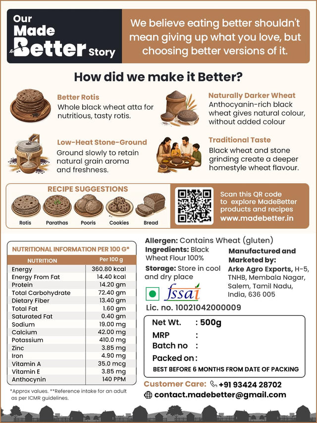 MadeBetter Black Wheat Atta — Amazon product details