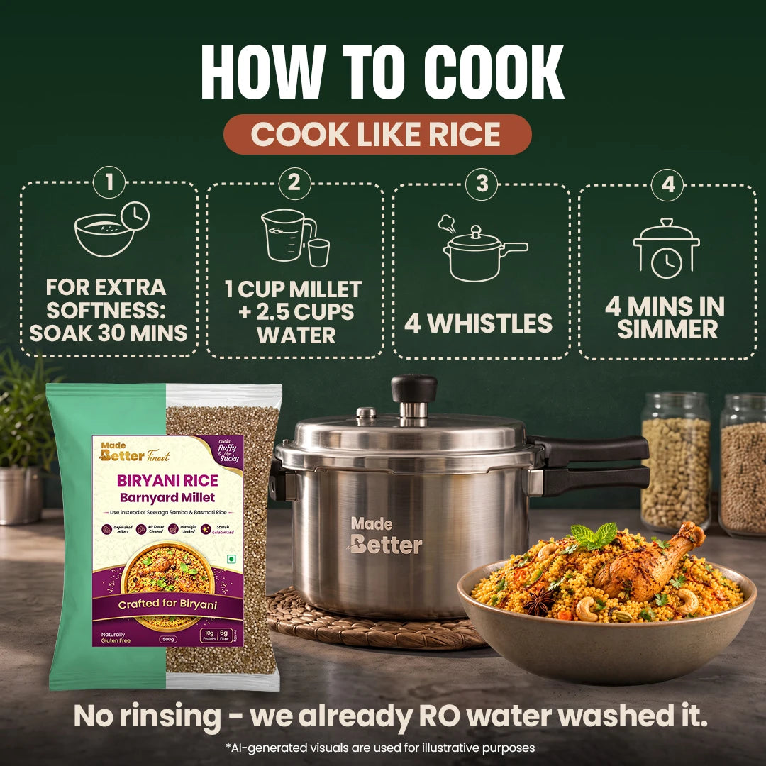 MadeBetter Biryani Millet Rice — barnyard how to cook