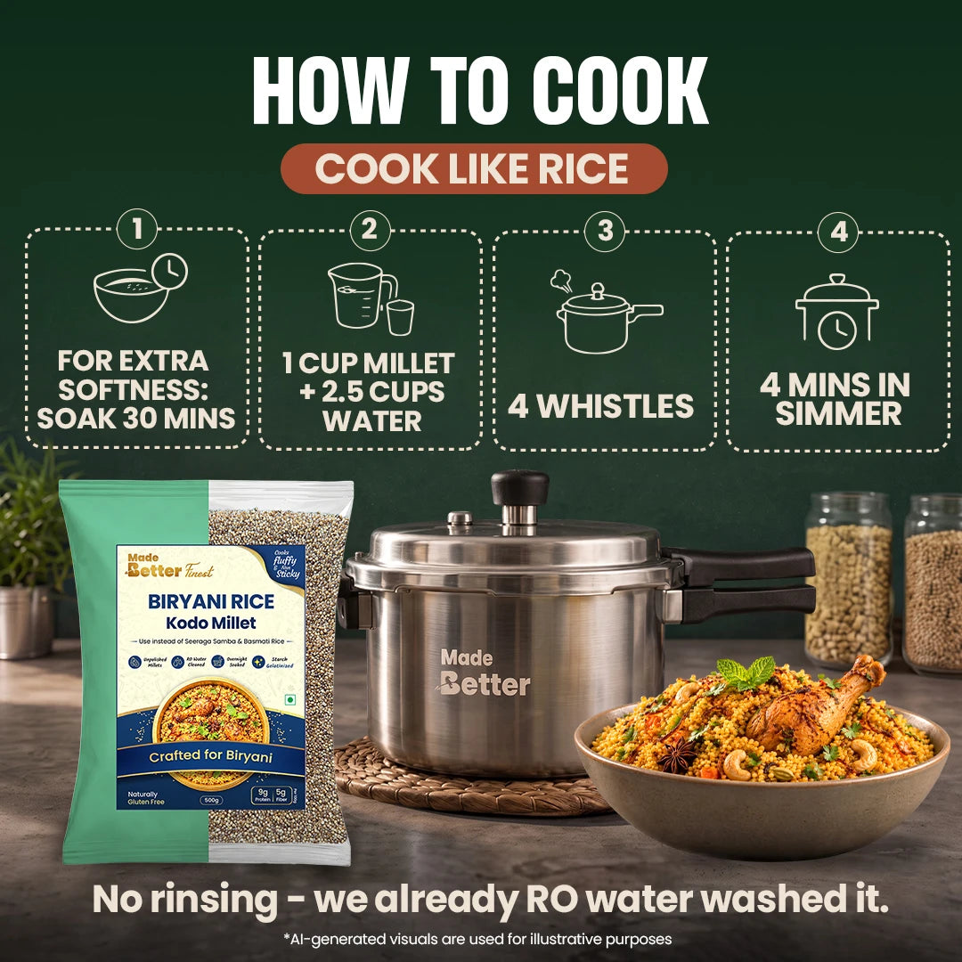 MadeBetter Biryani Millet Rice — kodo how to cook