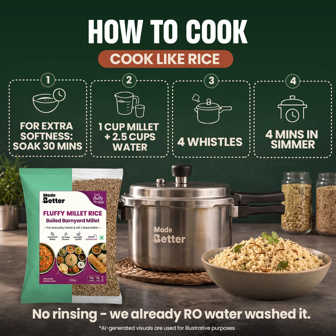 MadeBetter barnyard Fluffy Millet Rice — how to cook