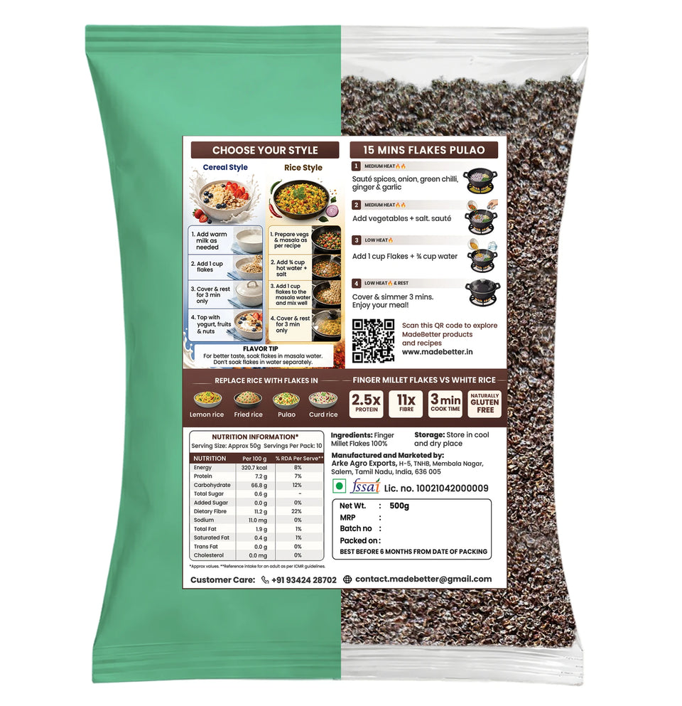 MadeBetter Finger Millet Aval / Poha — back panel