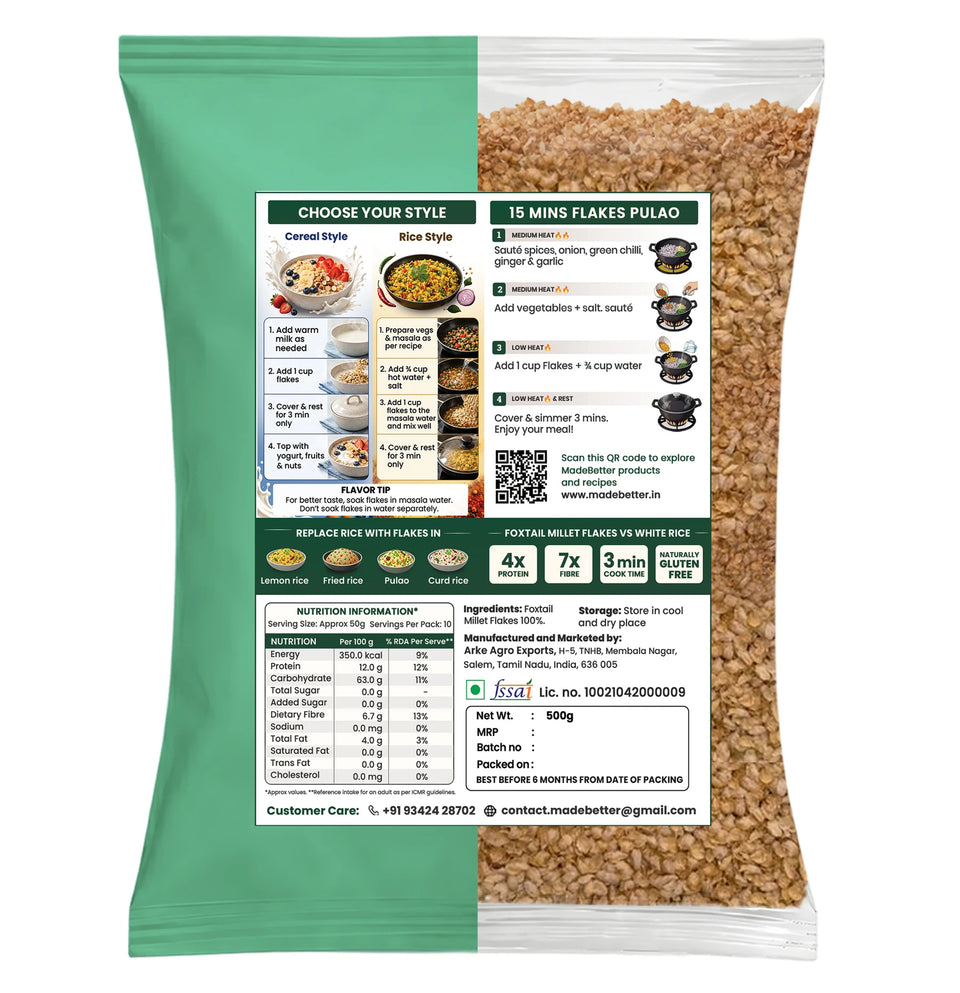 MadeBetter Foxtail Millet Aval / Poha — back panel