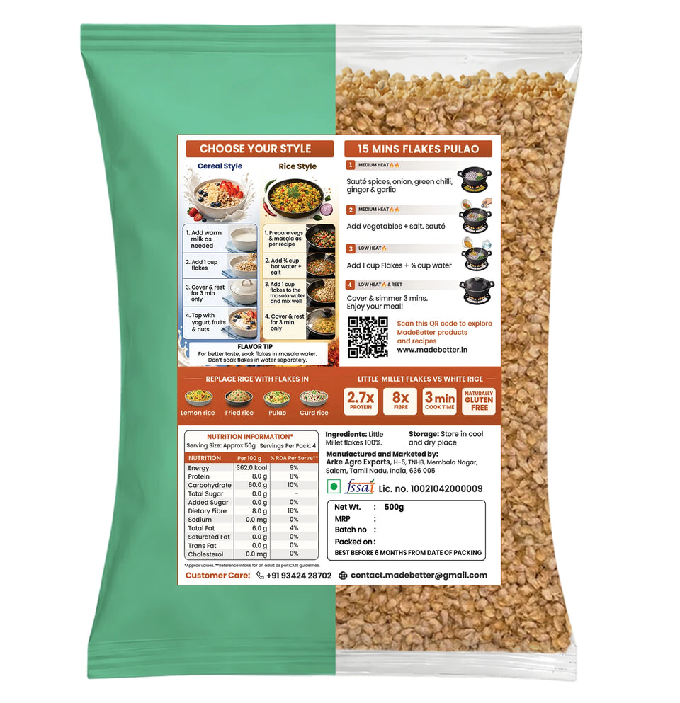 MadeBetter Little Millet Aval / Poha — back panel