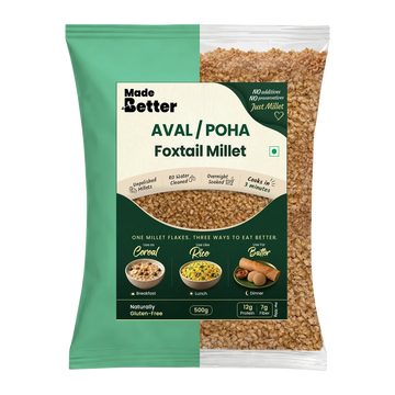 MadeBetter Foxtail Millet Aval / Poha — original Amazon 500 g pouch with transparent background