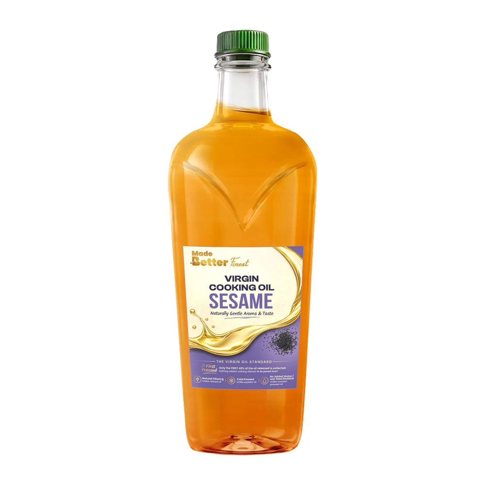 MadeBetter Sesame Virgin Cold-pressed Oil — exact original 500 ml bottle, uniformly sized on white